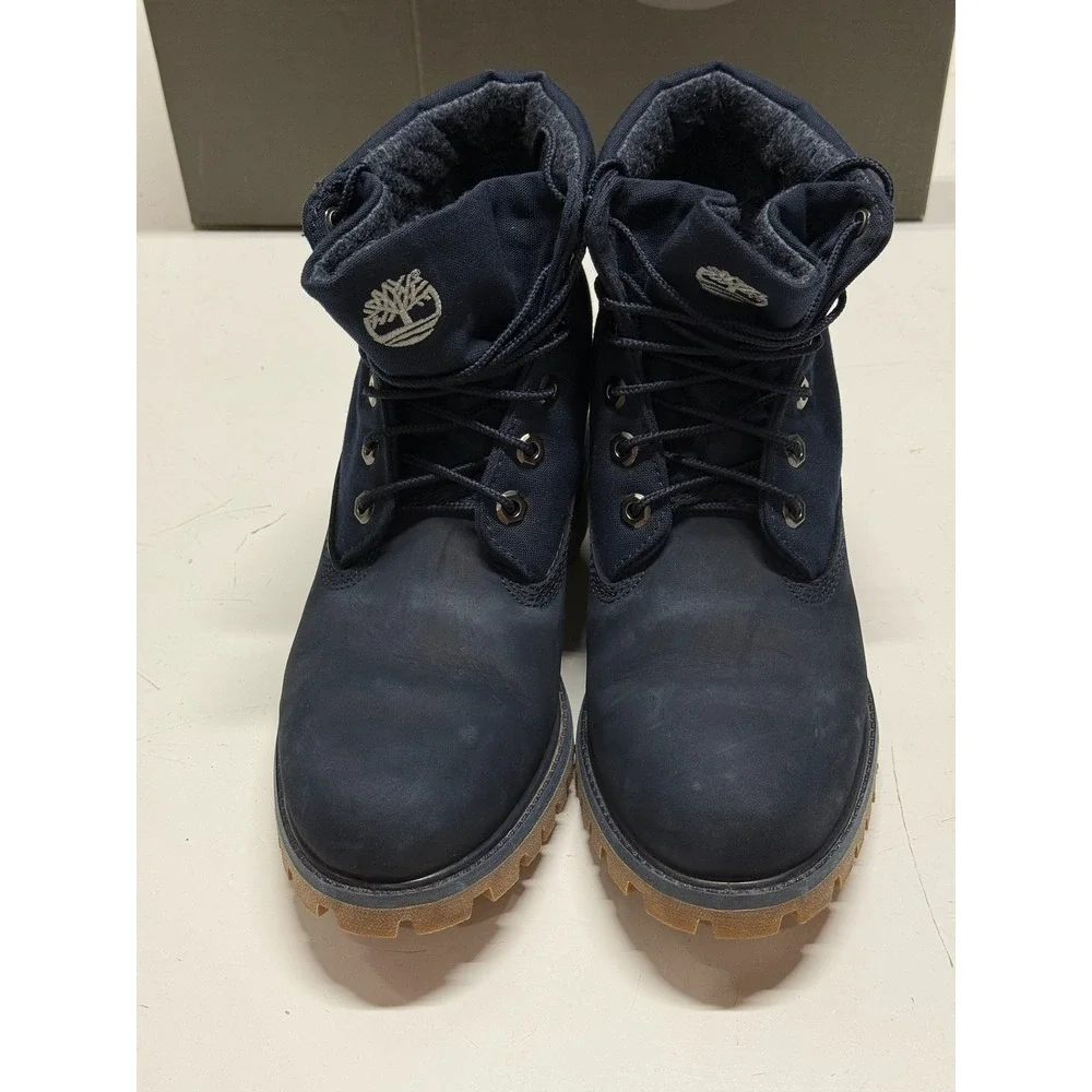 Timberland Roll Top Navy Blue Nubuck Leather Boots Mens 7.5 TB0A17BM‎